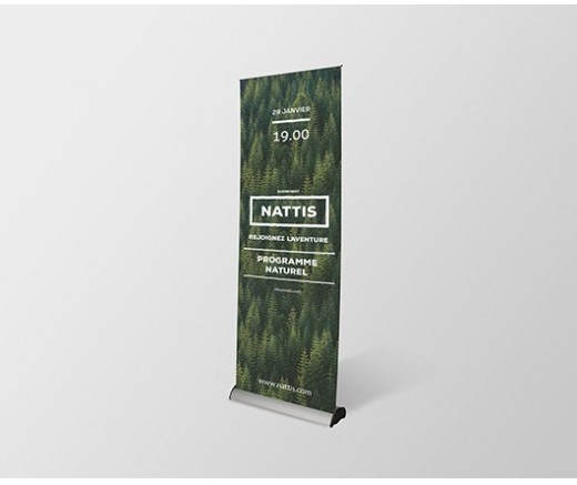 Roll-Up Luxe - 80x214 cm - Bâche PVC 340g + Totem avec enrouleur - 100% Qualité