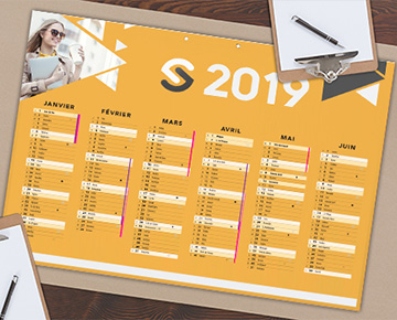 Calendrier Personnalisé Souple Papier Carton 0,5mm A2 à A5 'Astero